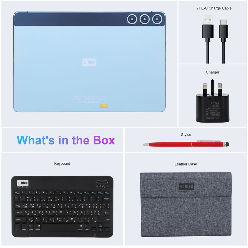 C idea 10.1 pulgadas Smart Tablet 10000mAh Batería 8GB + 512GB con teclado Bluetooth y soporte de SIM para educación y aprendizaje