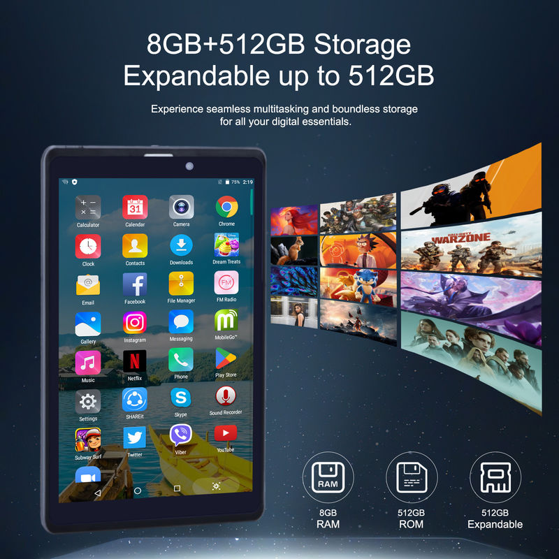 C idea Android Tablet PC con doble cámara 8 pulgadas 1280x800 IPS HD Display Android 12 tabletas para estudiantes CM818-gris