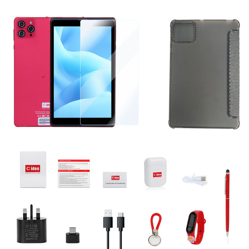 C idea 8 pulgadas Android 12 Tablet 8GB RAM 512GB ROM 8000mAh Batería 5+8MP Cámara para estudiante con soporte SIM CM818-rojo