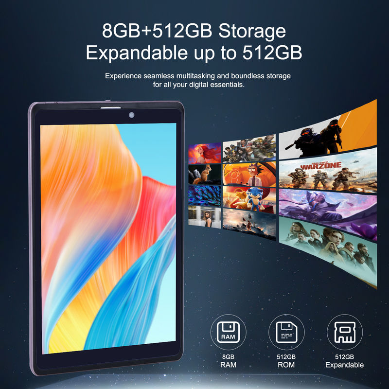 C Idea 8 pulgadas Android 12 Tablet 8000mAh Batería 5MP + 8MP Cámara 8GB RAM 512GB ROM Para la educación Aprendizaje CM818-rosa
