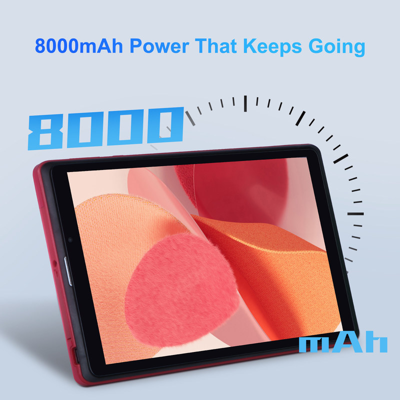 C idea 8 pulgadas Android 12 Tablet 8GB RAM 512GB ROM 8000mAh Batería 5+8MP Cámara para adolescentes con soporte SIM CM818-rojo