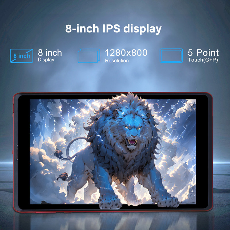 C idea 8 pulgadas Android 12 Tablet 8GB RAM 512GB ROM 8000mAh Batería 5+8MP Cámara para adolescentes con soporte SIM CM818-rojo