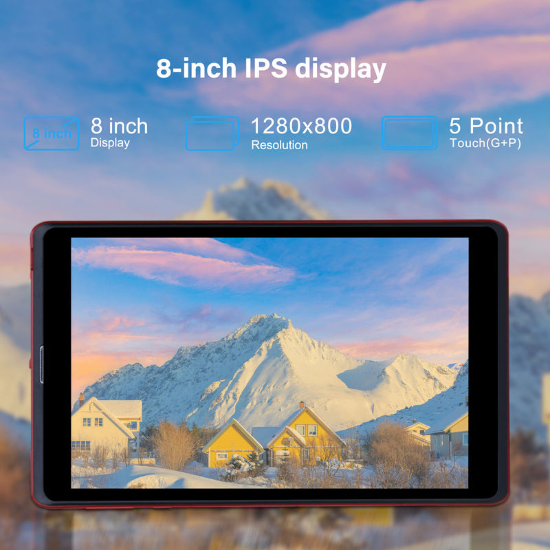C idea 8 pulgadas Android 12 Tablet 8GB RAM 512GB ROM 8000mAh Batería 5+8MP Cámara para estudiante con soporte SIM CM818-rojo
