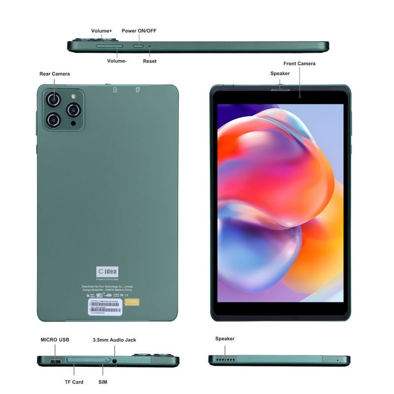 C idea 8 pulgadas Android Tablet PC con Android 12 sistema operativo Cuad Core CPU 8 GB de RAM 512 GB de almacenamiento IPS HD pantalla CM818-verde