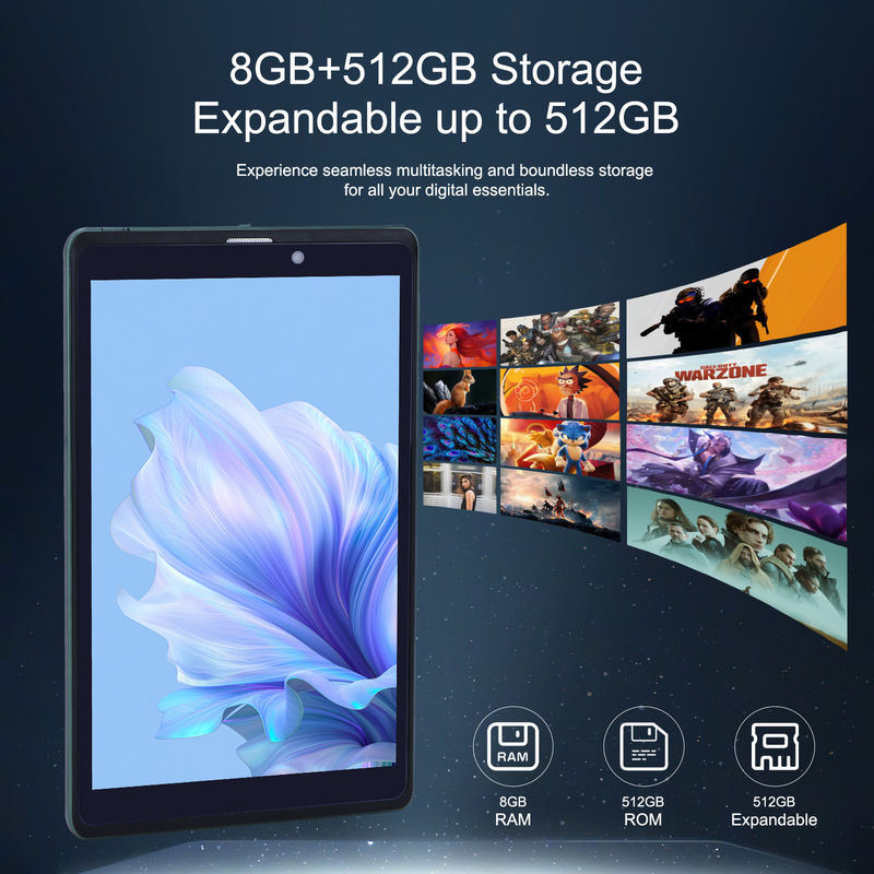 C idea 8 pulgadas Android Tablet PC con Android 12 sistema operativo Cuad Core CPU 8 GB de RAM 512 GB de almacenamiento IPS HD pantalla CM818-verde