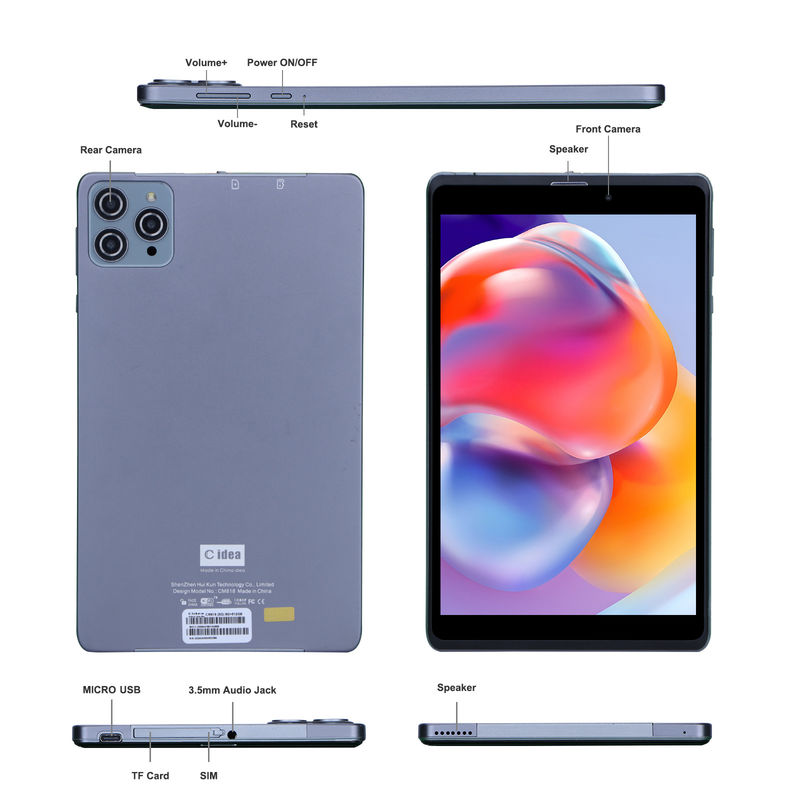 C idea Android Tablet PC con doble cámara 8 pulgadas 1280x800 IPS HD Display Android 12 tabletas para estudiantes CM818-gris