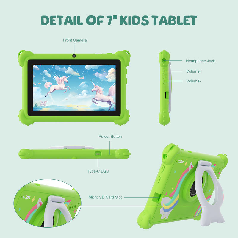 C idea Tablet para niños 2024 Divertido educativo con pantalla HD y caja protectora Tablet CM88