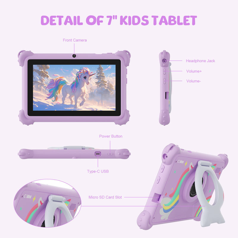 C idea 2024 Tablet para niños Regalo ideal con Android 12 Aplicaciones educativas y caja duradera Tablet Kidspad CM88