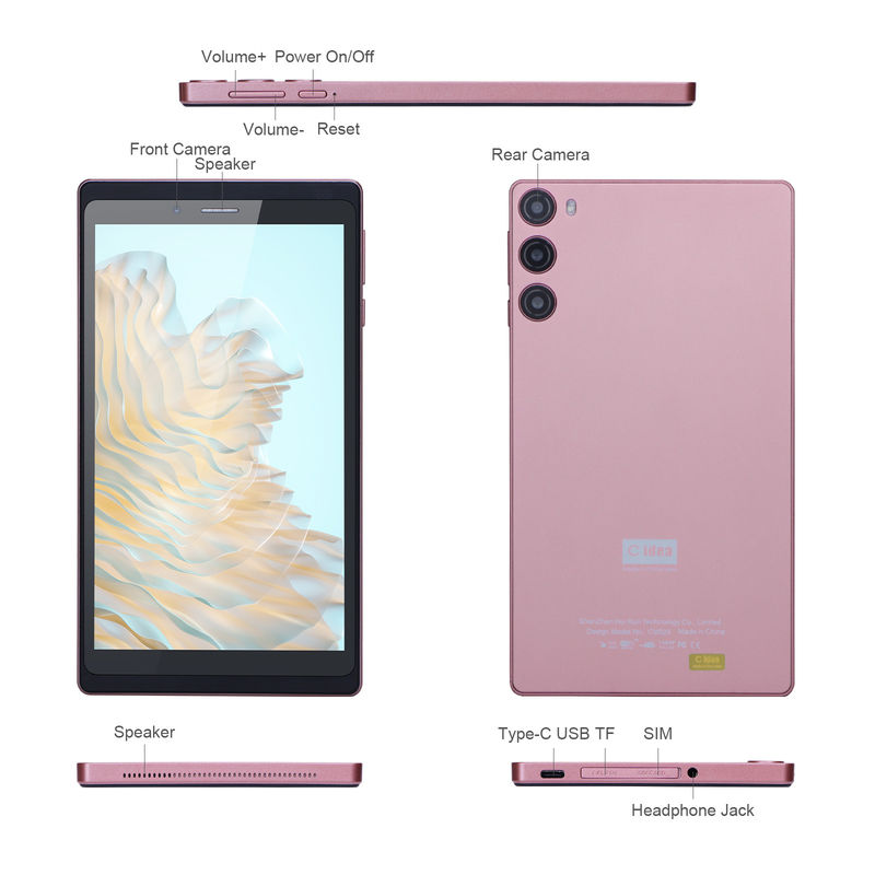 C Idea Android 12 Tablet 6GB RAM 128GB ROM con SIM 7 pulgadas Tablet PC para estudiantes CM525 rosa