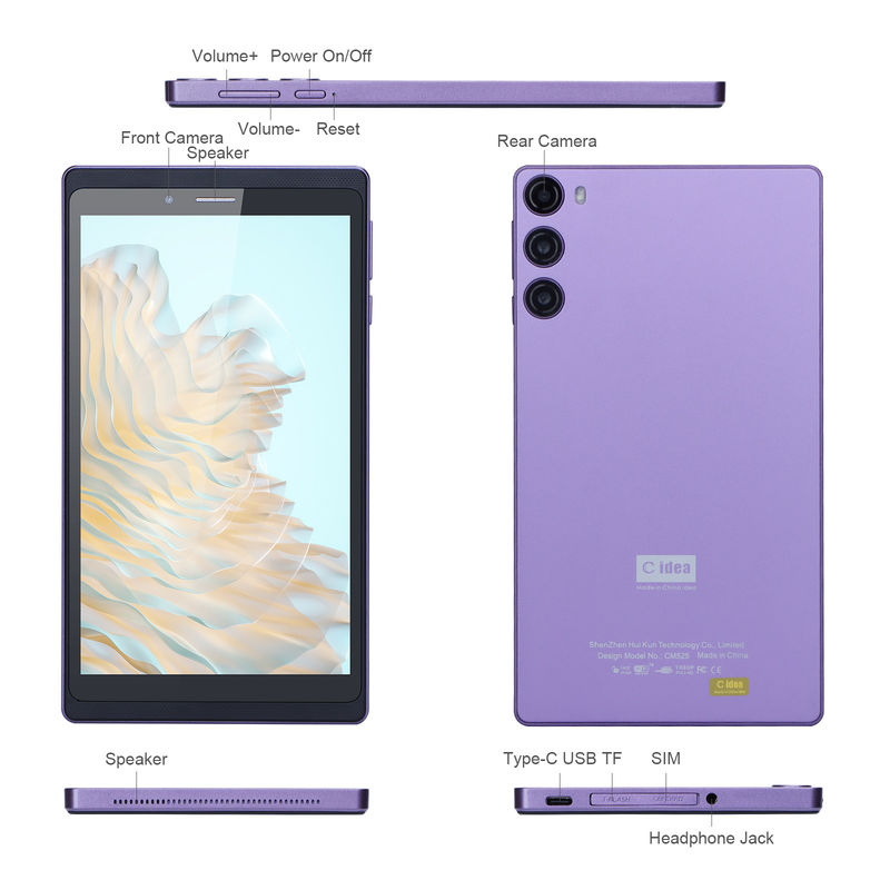 C Idea Tablet portátil de 7 pulgadas con SIM 6GB 128GB Educación para la escuela CM525 ((Purple)