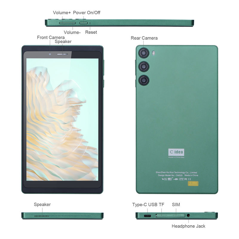 C Idea 7 pulgadas 6GB + 128GB IPS Pantalla 5MP + 8MP Tablet Android PC CM525 Verde