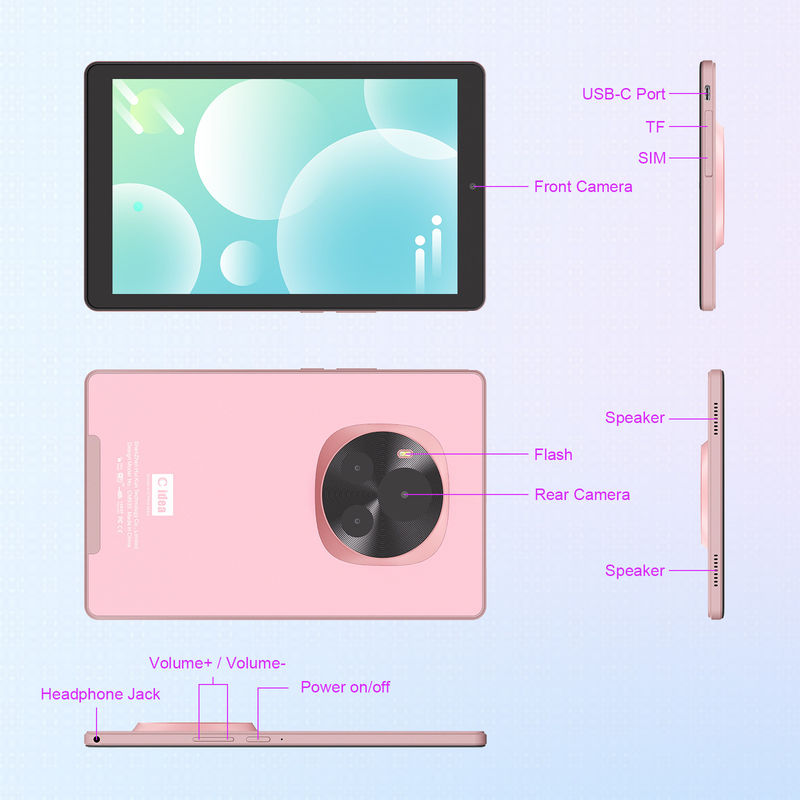 C idea Android Tablet 800x1280 IPS Pantalla SIM Soporte 9 pulgadas Tablet PC con caja CM935 rosa
