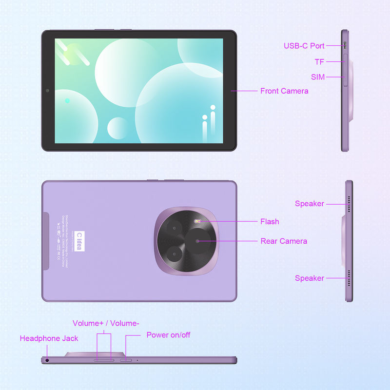 C Idea Tablet de 9 pulgadas 5MP + 8MP Tablet educativo para estudiantes CM935 púrpura