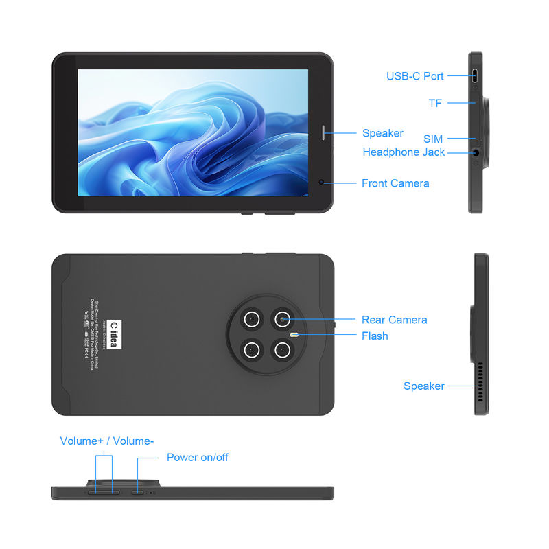 C Idea Android 13 Tablet 512GB con SIM Tablet PC de 7 pulgadas para estudiantes CM518 Pro Negro