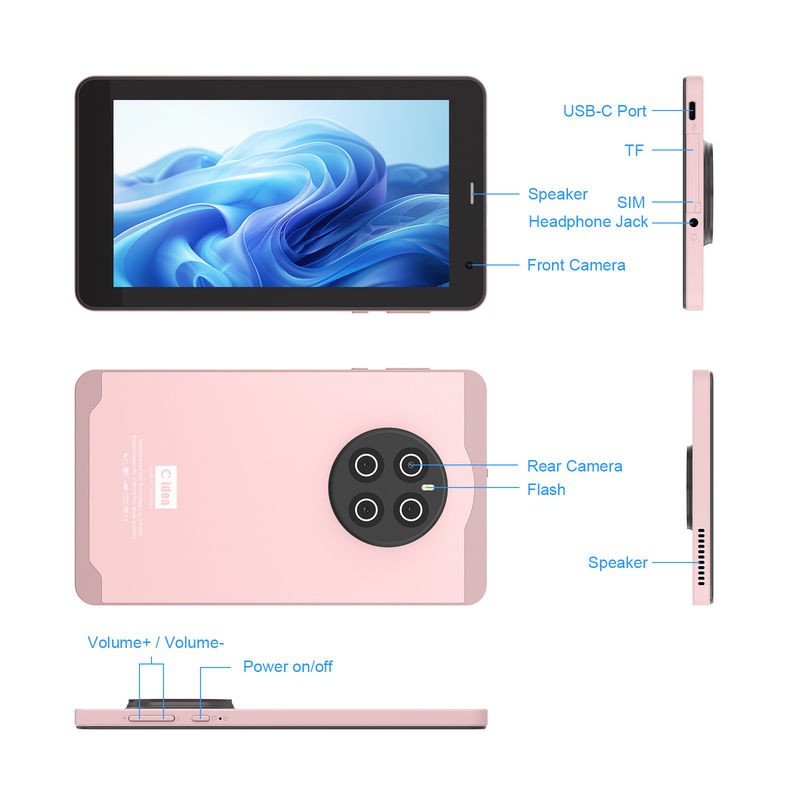 C Idea Tabletas de 7 pulgadas con SIM Wifi Android Tablet PC para estudiantes CM518 Pro Rosa