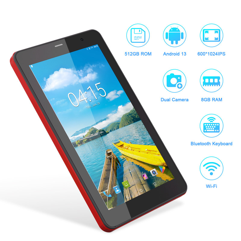 C Idea Android 13 tabletas con SIM Wifi 7 pulgadas Tablet de pantalla táctil para estudiantes CM518 Pro Rojo