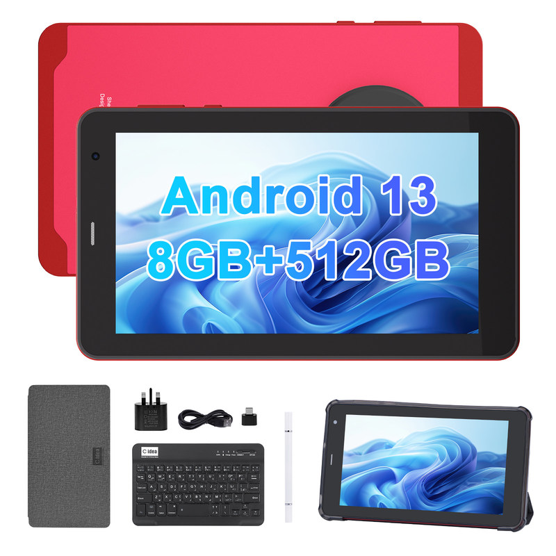 C Idea Android 13 tabletas con SIM Wifi 7 pulgadas Tablet de pantalla táctil para estudiantes CM518 Pro Rojo