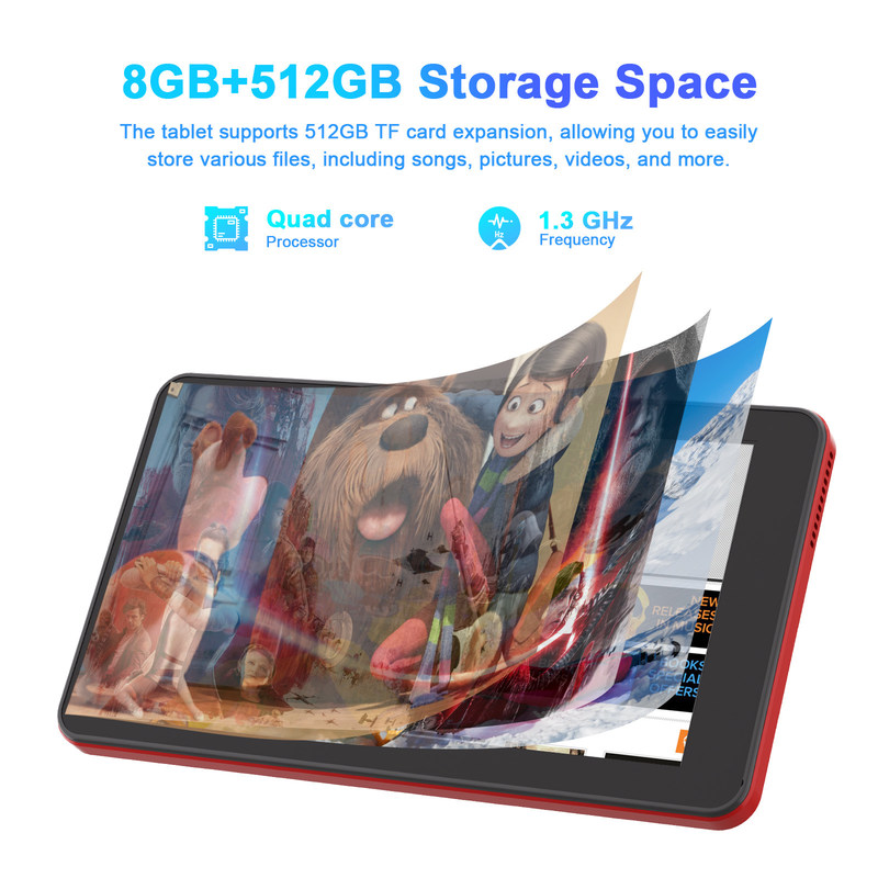 C Idea Android 13 tabletas con SIM Wifi 7 pulgadas Tablet de pantalla táctil para estudiantes CM518 Pro Rojo