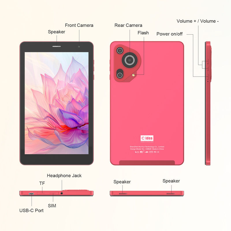 C Idea 5g Android Tablet 8+512gb Tablet de 8 pulgadas para estudiantes con SIM y Wifi Cm828 Rojo