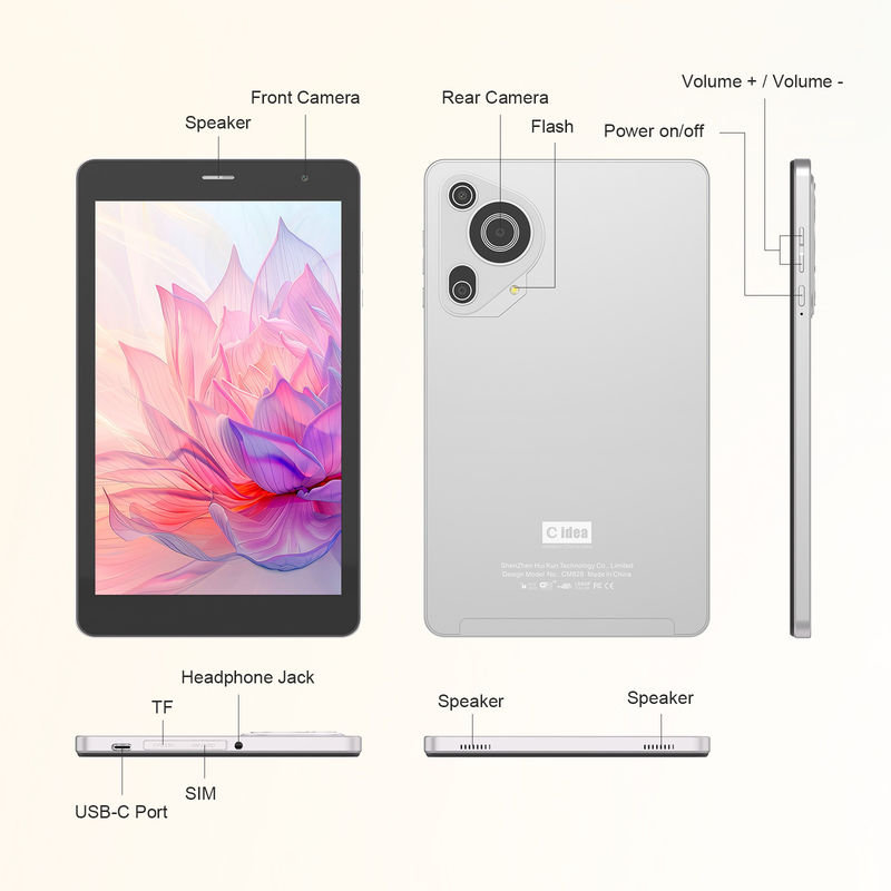 C Idea 8 pulgadas Tabletas de doble cámara pantalla táctil Smart Tablet Pc con llamadas telefónicas CM828 Plata