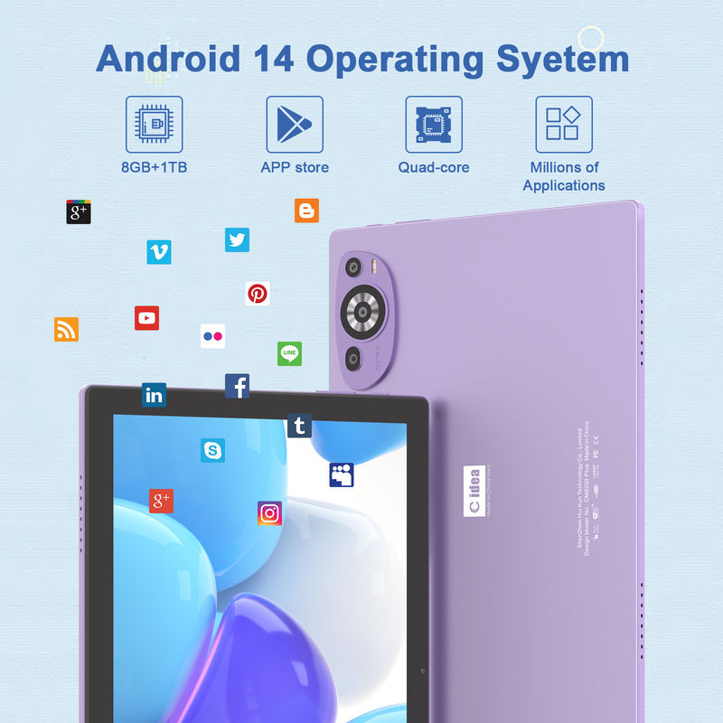 C Idea Android 14 Tab 512GB Tablet Educativo para Estudiantes con teclado Cm8200plus púrpura