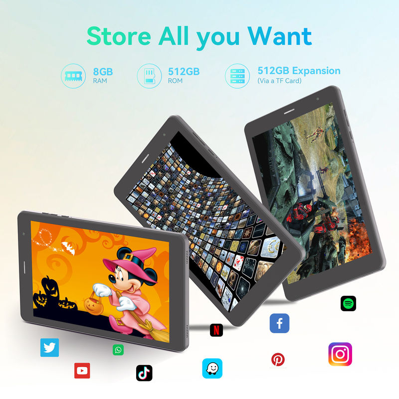 C Idea ODM 8 pulgadas 8+512gb 8000mah 5+8MP Dual cámara Android Tablet Pc con Sim Para estudiantes CM828 Negro