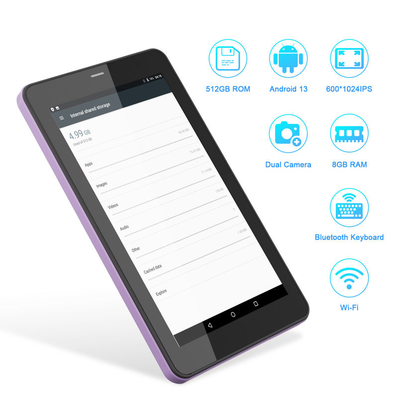 C Idea Android 13 Tablet Educativo, 8+512GB, Tablet portátil de 7 pulgadas con soporte de SIM  CM518pro Purple