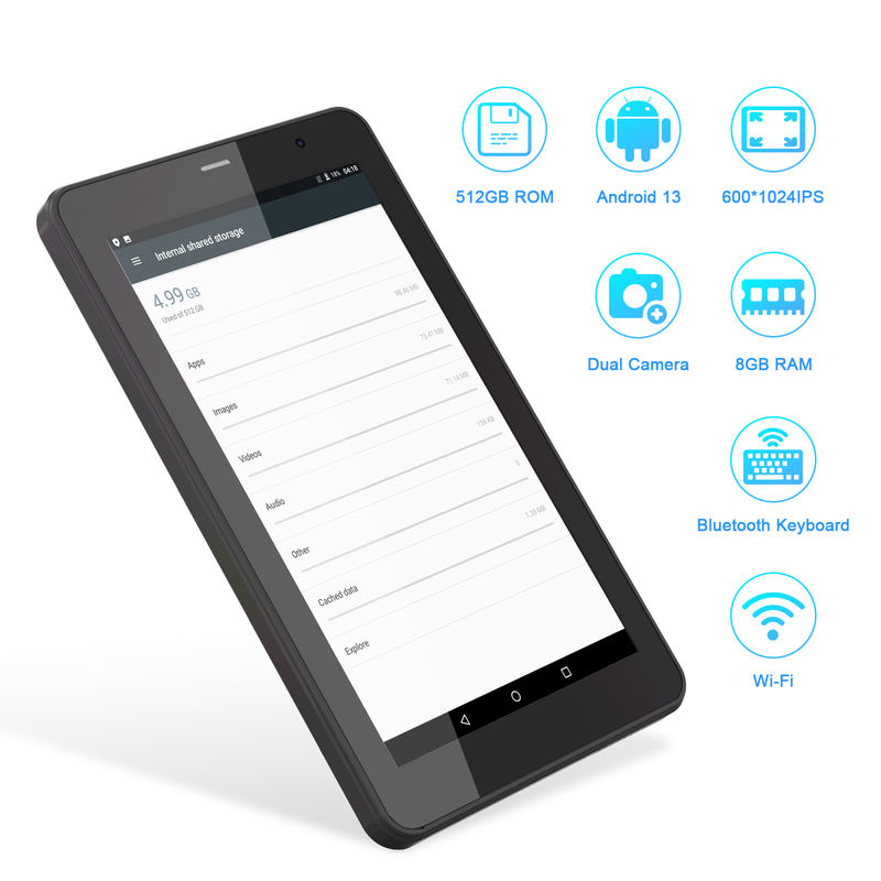 C Idea Tab de 7 pulgadas, 8 GB de RAM, 512 GB de almacenamiento, ranura SIM, Android 13 Tablet PC para estudiantes   CM518pro negro