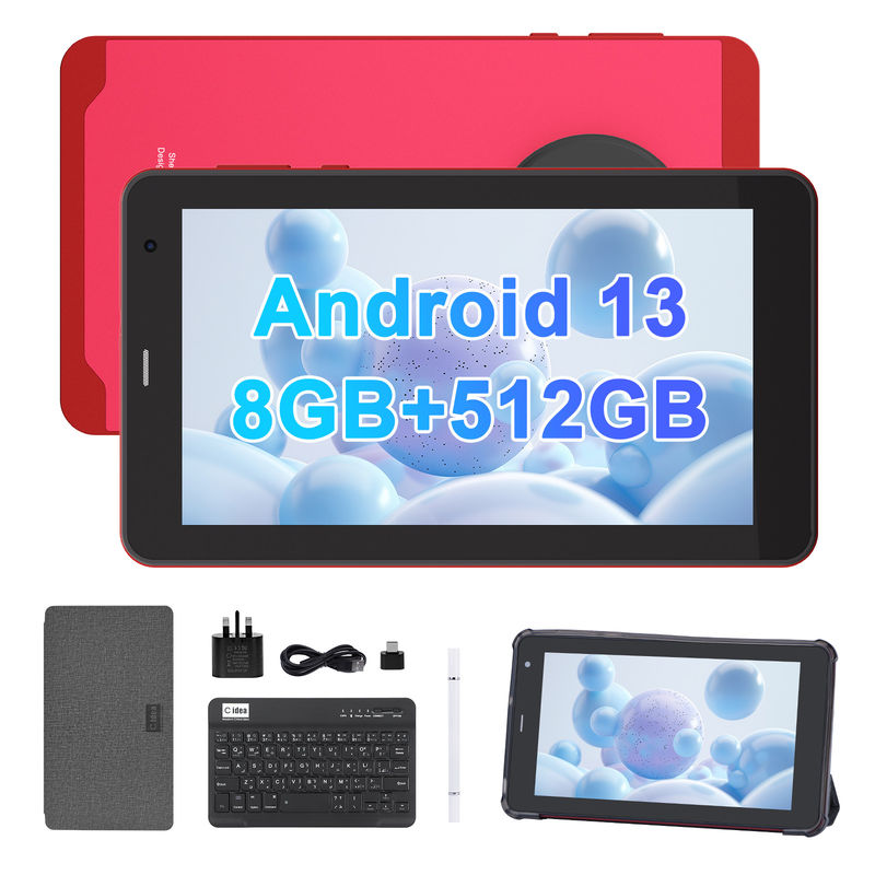 C Idea Tablet Android 13 de 7 pulgadas, doble cámara, soporte de Sim, tabletas de pantalla táctil para estudiantes   CM518pro Rojo