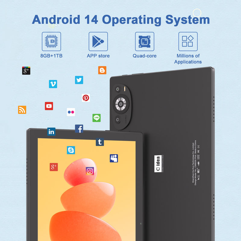 C Idea Tablet Wifi de 10,1 pulgadas con soporte de SIM teclado educativo Tablet Android Pc M8200 Plus Negro