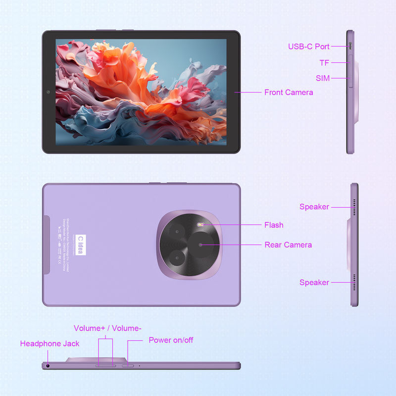 C Idea Tablet de 9 pulgadas con doble cámara Tablet educativo para estudiantes CM935 morado