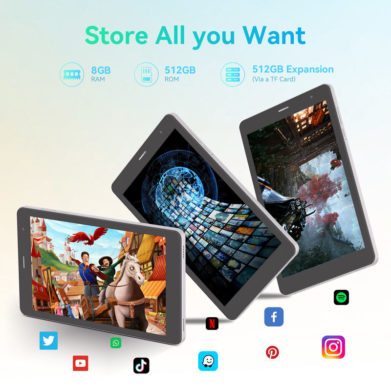C Idea Tablets de 8 pulgadas con doble cámara y pantalla táctil Smart Tablet PC CM828 Plata
