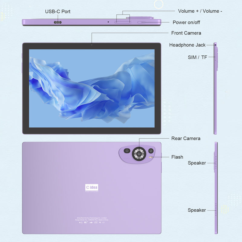 C Idea 10 pulgadas 512 GB Android 14 Tablet educativo para estudiantes con SIM CM8200Plus Púrpura