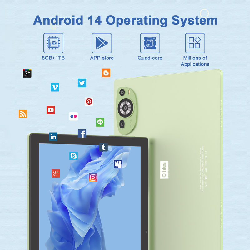 C Idea WIFI Android 14 Tabletas de pantalla táctil con teclado y ratón CM8200plus Verde
