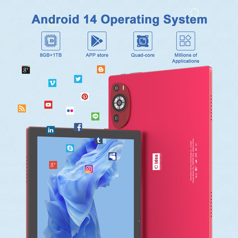 C Idea 10.1 pulgadas Android 14 Smart Tablet Pc con doble SIM y pluma CM8200Plus rojo