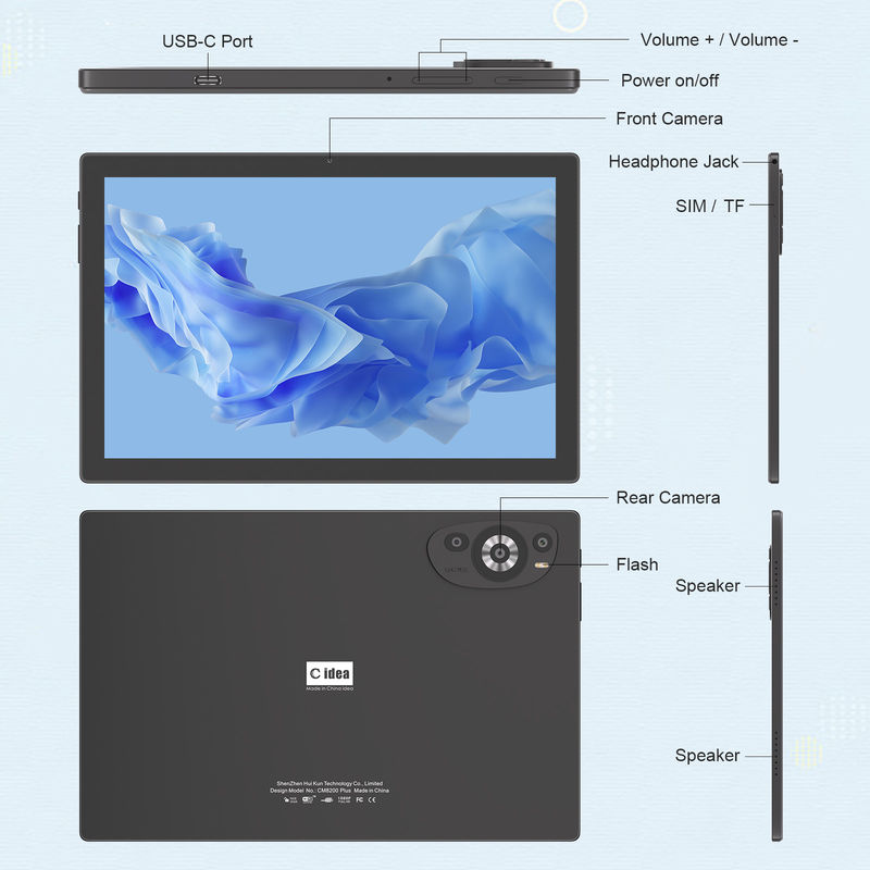 C Idea Tablet 5G de 10,1 pulgadas con soporte de SIM teclado educativo Android Tablet Pc M8200 Plus Negro