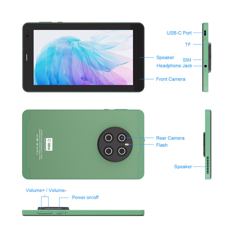 C Idea Tabletas de 7 pulgadas con SIM Wifi Android Smart Tablet PC CM518 Pro Verde