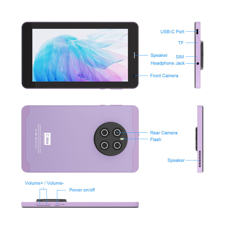 C Idea Android 13 con 6000mAh Tabletas de 7 pulgadas Tabletas educativas PC CM518 Pro Purple
