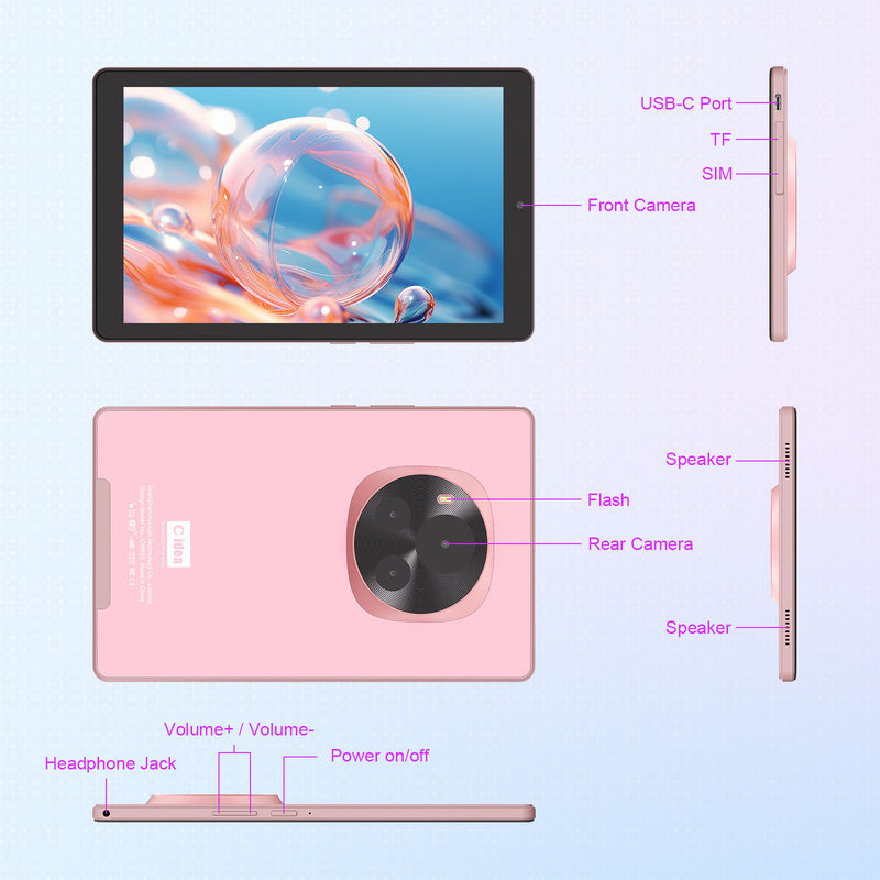 C idea Android Tablet 5G SIM soporte 9 pulgadas Tablet PC con caja y pluma CM935 rosa