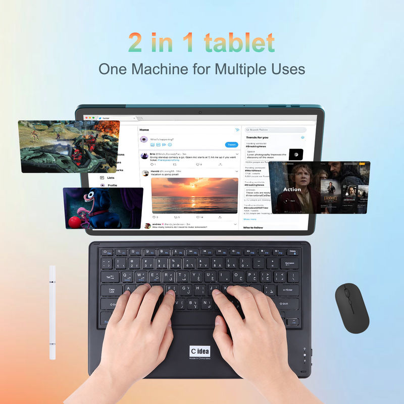 C Idea Tablet de 14 pulgadas de batería grande Smart Tablet PC con teclado y ratón CM14000 más azul