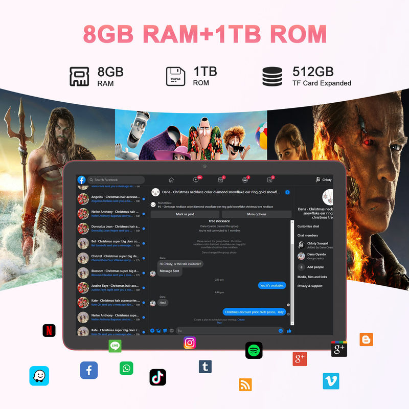 C Idea Tablet 10.1 pulgadas 5G LTE Tablet pantalla táctil Tablet Pc para uso diario CM8300 Plus Rojo
