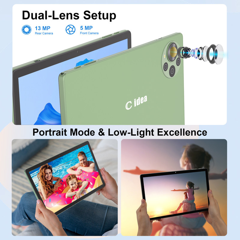 Tableta C idea de 10.36 pulgadas con Android 14, tableta educativa para estudiantes con funcionalidad de doble SIM