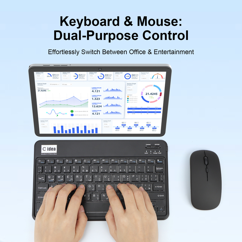 C Idea 10.1 pulgadas Tablet PC Android 15 Tablet con teclado y ratón CM8800plus Gris