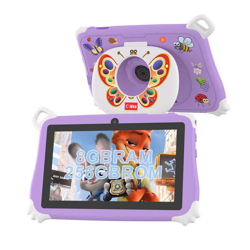 C Idea Android 15 Tablet para niños 8+256GB Tablet educativo Kidspad con APP amigable CM86 púrpura
