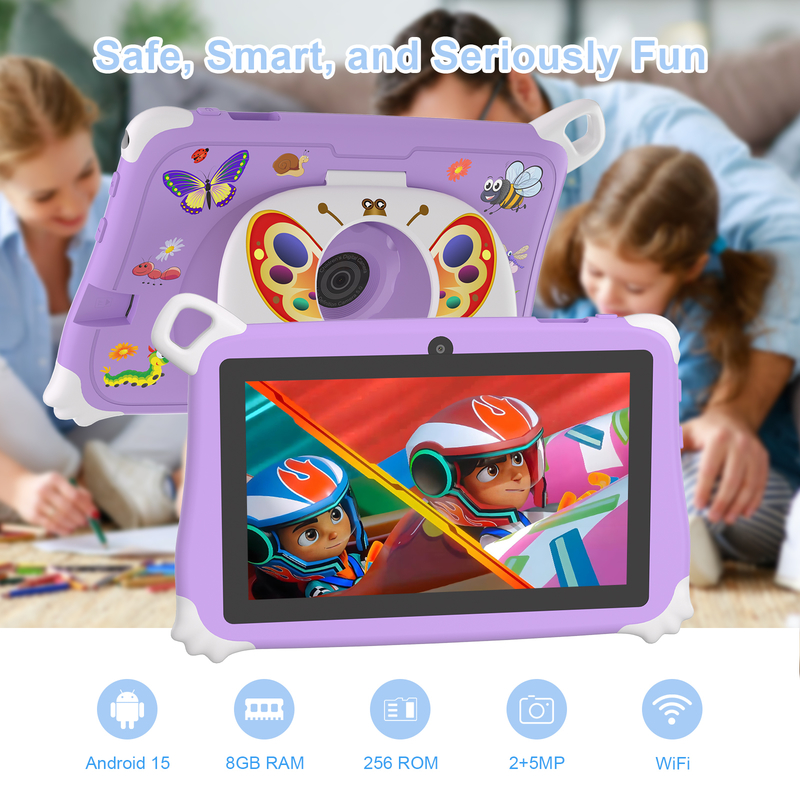 C Idea Android 15 Tablet para niños 8+256GB Tablet educativo Kidspad con APP amigable CM86 púrpura
