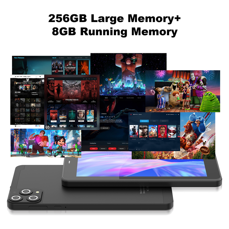 Tableta C idea de 7 pulgadas con Wifi, funda, 8+256GB de almacenamiento, procesador Quad Core, pantalla táctil IPS 600x1024 CM516, negro