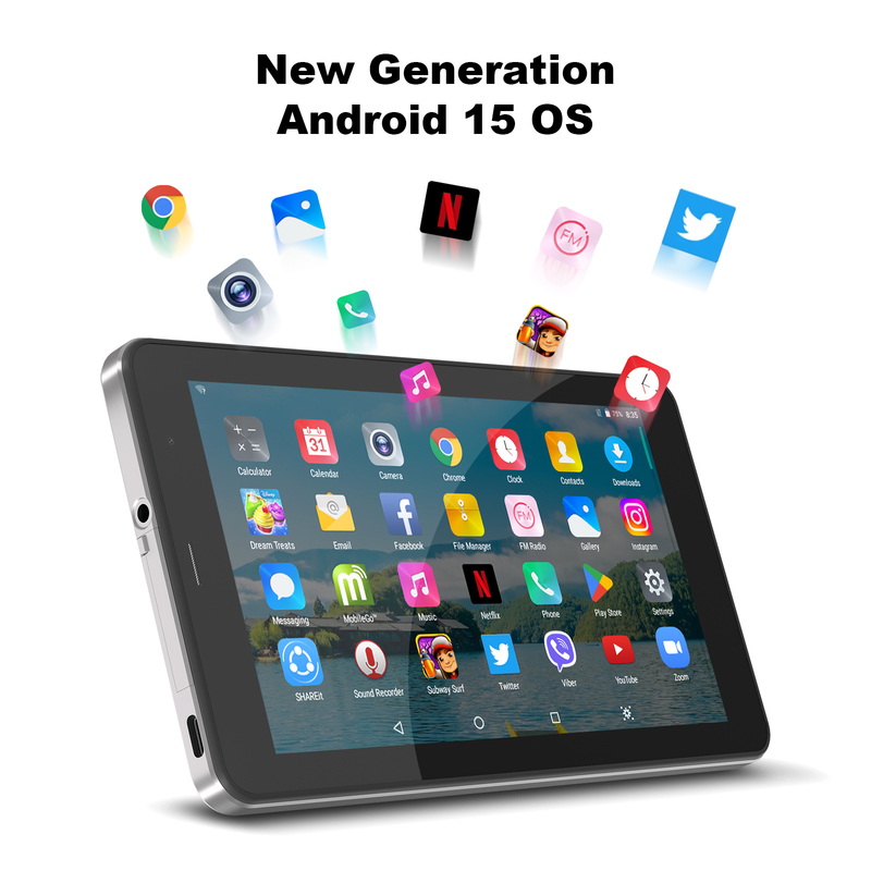 Tableta C idea de 7 pulgadas con Wifi, funda, 8+256GB de almacenamiento, procesador Quad Core, pantalla táctil IPS 600x1024 CM516 plateada