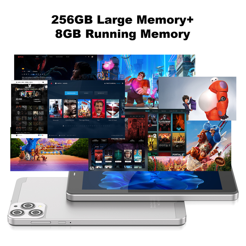 Tableta C idea de 7 pulgadas con Wifi, funda, 8+256GB de almacenamiento, procesador Quad Core, pantalla táctil IPS 600x1024 CM516 plateada