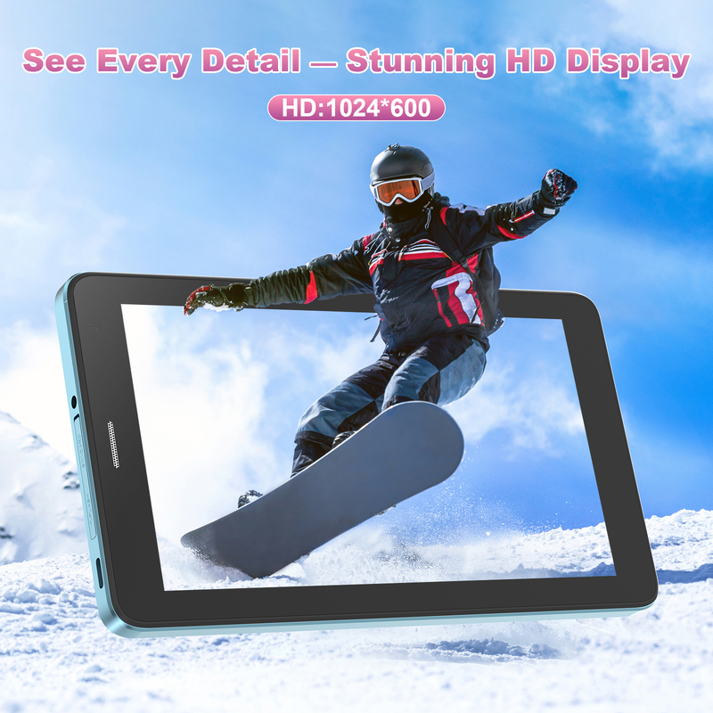 Tableta C idea de 7 pulgadas con Wifi, funda, 8+256GB de almacenamiento, procesador Quad Core, pantalla táctil IPS 600x102e4 CM517 azul