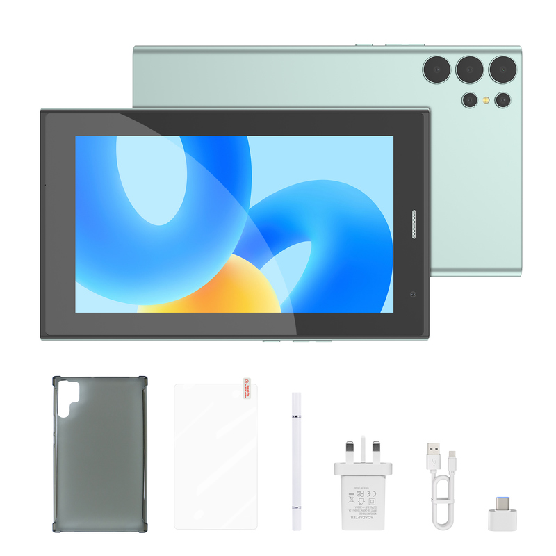 Tableta C idea de 7 pulgadas con Wifi, funda, 8+256GB de almacenamiento, procesador Quad Core, pantalla táctil IPS 600x1024 CM524 verde